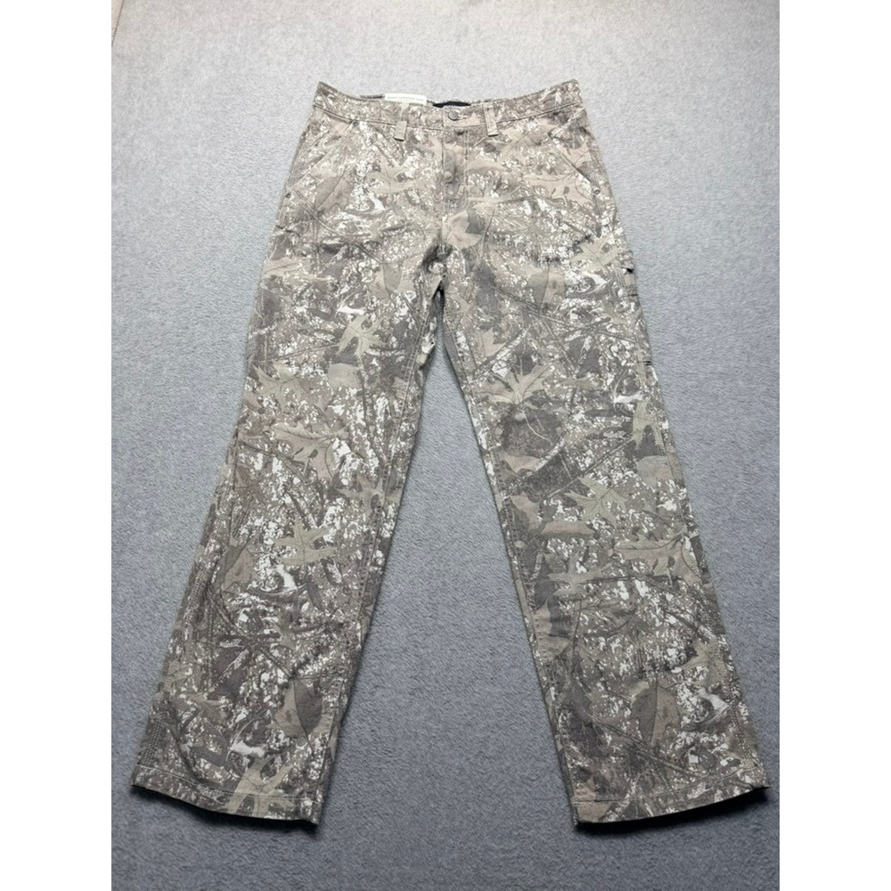 American Eagle Mens Carpenter Pants Size M Camo Snowy Woodland Utility Straight